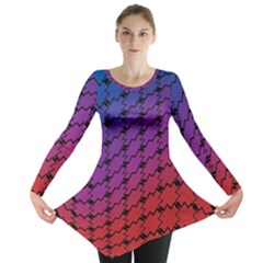 Colorful Red & Blue Gradient Background Long Sleeve Tunic  by Simbadda