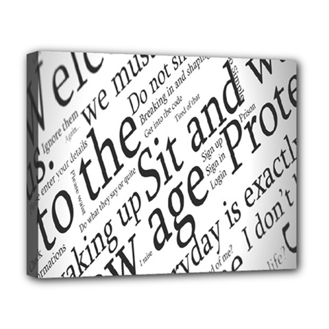 Abstract Minimalistic Text Typography Grayscale Focused Into Newspaper Deluxe Canvas 20  X 16   by Simbadda