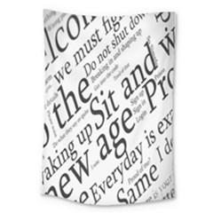 Abstract Minimalistic Text Typography Grayscale Focused Into Newspaper Large Tapestry