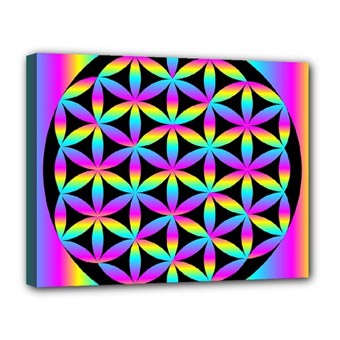 Flower Of Life Gradient Fill Black Circle Plain Canvas 14  X 11  by Simbadda