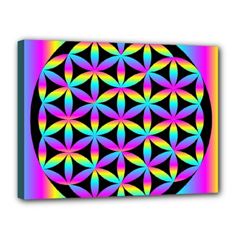 Flower Of Life Gradient Fill Black Circle Plain Canvas 16  X 12  by Simbadda