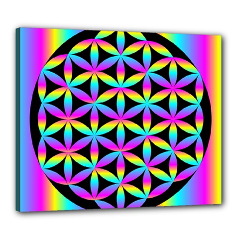 Flower Of Life Gradient Fill Black Circle Plain Canvas 24  X 20  by Simbadda