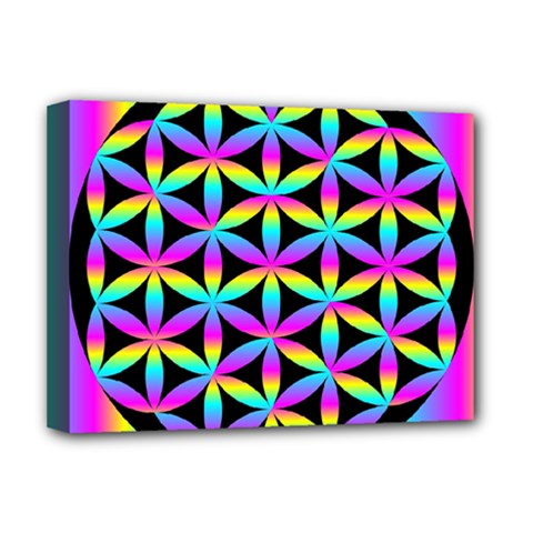 Flower Of Life Gradient Fill Black Circle Plain Deluxe Canvas 16  X 12   by Simbadda