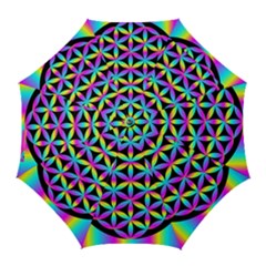 Flower Of Life Gradient Fill Black Circle Plain Golf Umbrellas by Simbadda