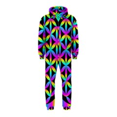 Flower Of Life Gradient Fill Black Circle Plain Hooded Jumpsuit (kids) by Simbadda