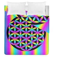 Flower Of Life Gradient Fill Black Circle Plain Duvet Cover Double Side (queen Size) by Simbadda