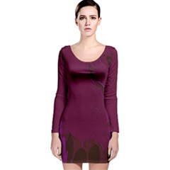 Abstract Purple Pattern Long Sleeve Velvet Bodycon Dress by Simbadda