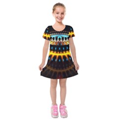 Abstract Led Lights Kids  Short Sleeve Velvet Dress by Simbadda