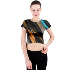 Abstract 3d Crew Neck Crop Top by Simbadda