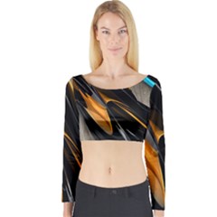 Abstract 3d Long Sleeve Crop Top by Simbadda