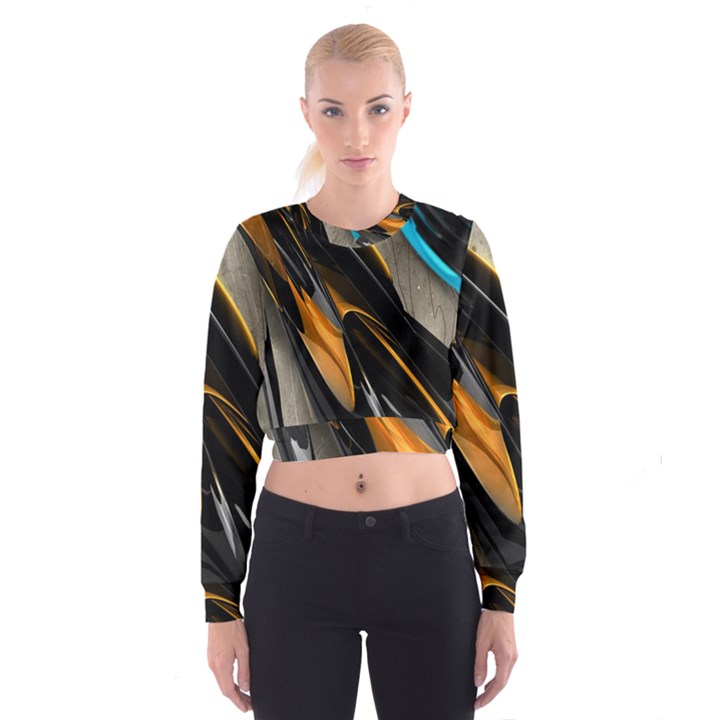 Abstract 3d Women s Cropped Sweatshirt