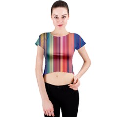 Texture Lines Vertical Lines Crew Neck Crop Top