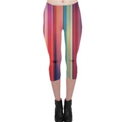 Texture Lines Vertical Lines Capri Leggings 