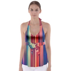 Texture Lines Vertical Lines Babydoll Tankini Top