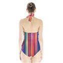 Texture Lines Vertical Lines Halter Swimsuit View2