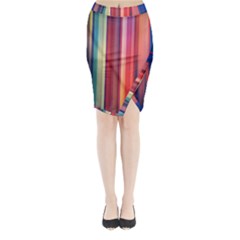 Texture Lines Vertical Lines Midi Wrap Pencil Skirt by Simbadda