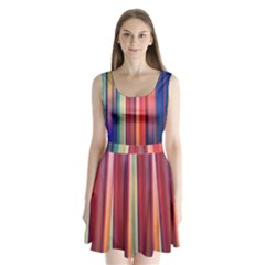 Texture Lines Vertical Lines Split Back Mini Dress 