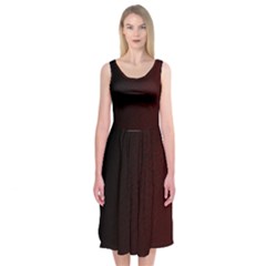 Abstract Dark Simple Red Midi Sleeveless Dress by Simbadda