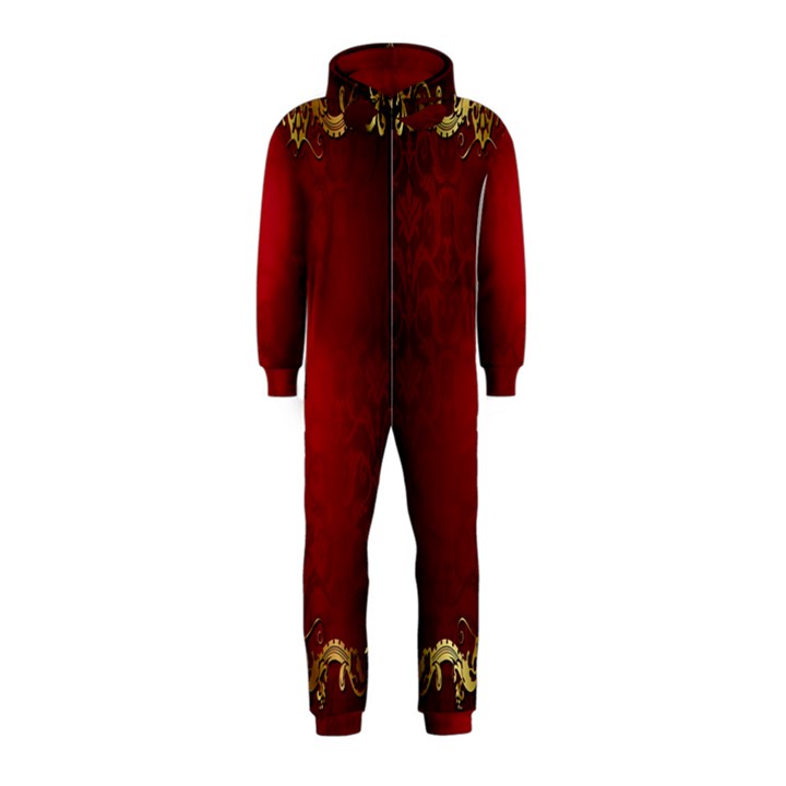 3d Red Abstract Pattern Hooded Jumpsuit (Kids)