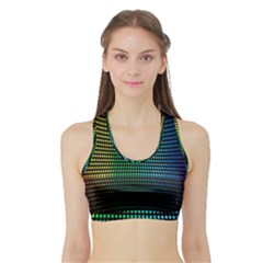 Abstract Multicolor Rainbows Circles Sports Bra With Border by Simbadda