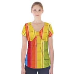 Abstract Minimalism Architecture Short Sleeve Front Detail Top by Simbadda