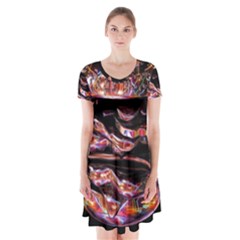 Hamburgers Digital Art Colorful Short Sleeve V-neck Flare Dress by Simbadda