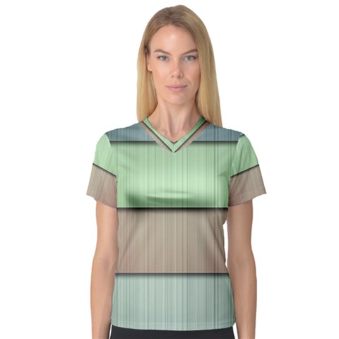 Lines Stripes Texture Colorful Women s V-neck Sport Mesh Tee by Simbadda