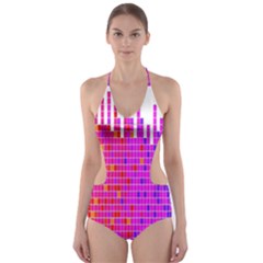 Square Spectrum Abstract Cut-out One Piece Swimsuit by Simbadda