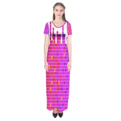 Square Spectrum Abstract Short Sleeve Maxi Dress by Simbadda