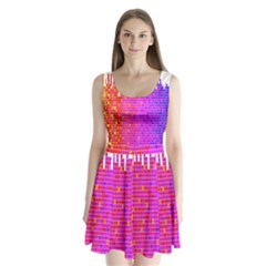 Square Spectrum Abstract Split Back Mini Dress  by Simbadda