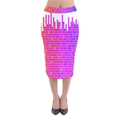 Square Spectrum Abstract Velvet Midi Pencil Skirt by Simbadda