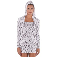 Pattern Monochrome Terrazzo Women s Long Sleeve Hooded T-shirt by Simbadda