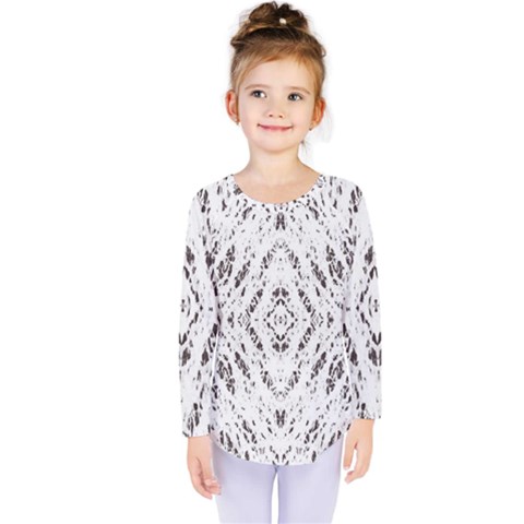 Pattern Monochrome Terrazzo Kids  Long Sleeve Tee by Simbadda