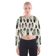 Succulent Plants Pattern Lights Women s Cropped Sweatshirt by Simbadda