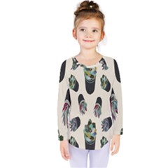 Succulent Plants Pattern Lights Kids  Long Sleeve Tee