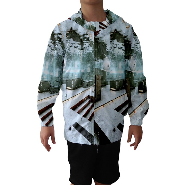 Digital Art Paint In Water Hooded Wind Breaker (Kids)