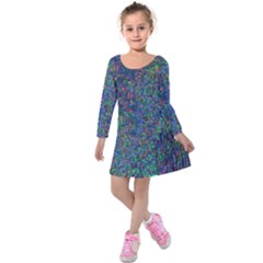 Glitch Art Kids  Long Sleeve Velvet Dress by Simbadda