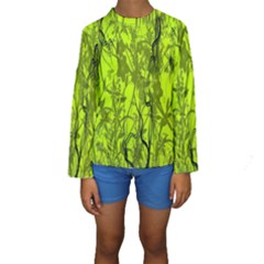 Concept Art Spider Digital Art Green Kids  Long Sleeve Swimwear by Simbadda