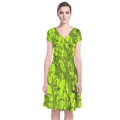 Concept Art Spider Digital Art Green Short Sleeve Front Wrap Dress by Simbadda