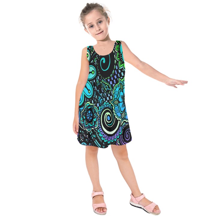 Sun Set Floral Kids  Sleeveless Dress