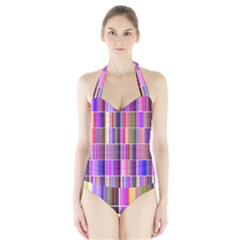 Plasma Gradient Gradation Halter Swimsuit by Simbadda