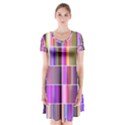 Plasma Gradient Gradation Short Sleeve V-neck Flare Dress View1