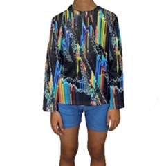 Abstract 3d Blender Colorful Kids  Long Sleeve Swimwear