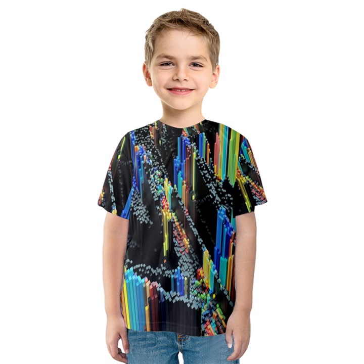 Abstract 3d Blender Colorful Kids  Sport Mesh Tee