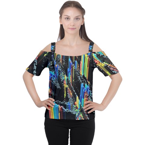 Abstract 3d Blender Colorful Women s Cutout Shoulder Tee by Simbadda