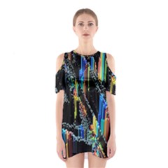 Abstract 3d Blender Colorful Shoulder Cutout One Piece by Simbadda