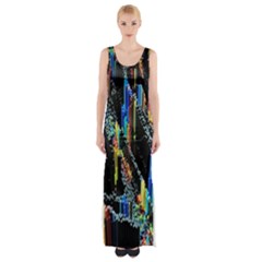 Abstract 3d Blender Colorful Maxi Thigh Split Dress by Simbadda