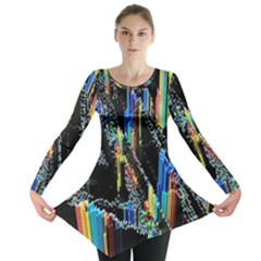 Abstract 3d Blender Colorful Long Sleeve Tunic 