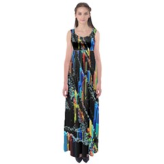 Abstract 3d Blender Colorful Empire Waist Maxi Dress by Simbadda