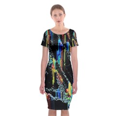 Abstract 3d Blender Colorful Classic Short Sleeve Midi Dress by Simbadda